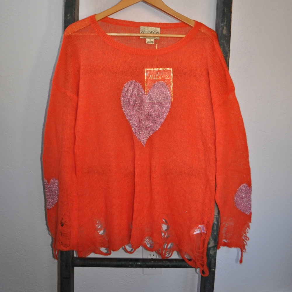 WildFox Light Knit Heart Sweater